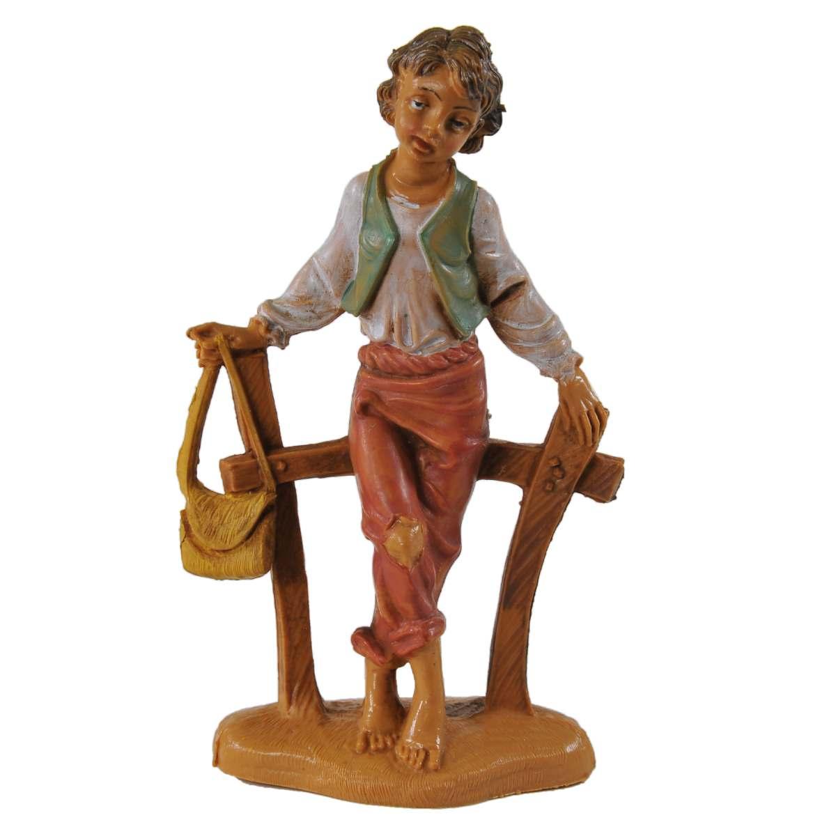 Statua presepe 10 cm pastore con staccionata
