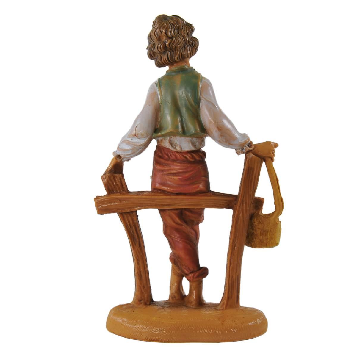 Statua presepe 10 cm pastore con staccionata