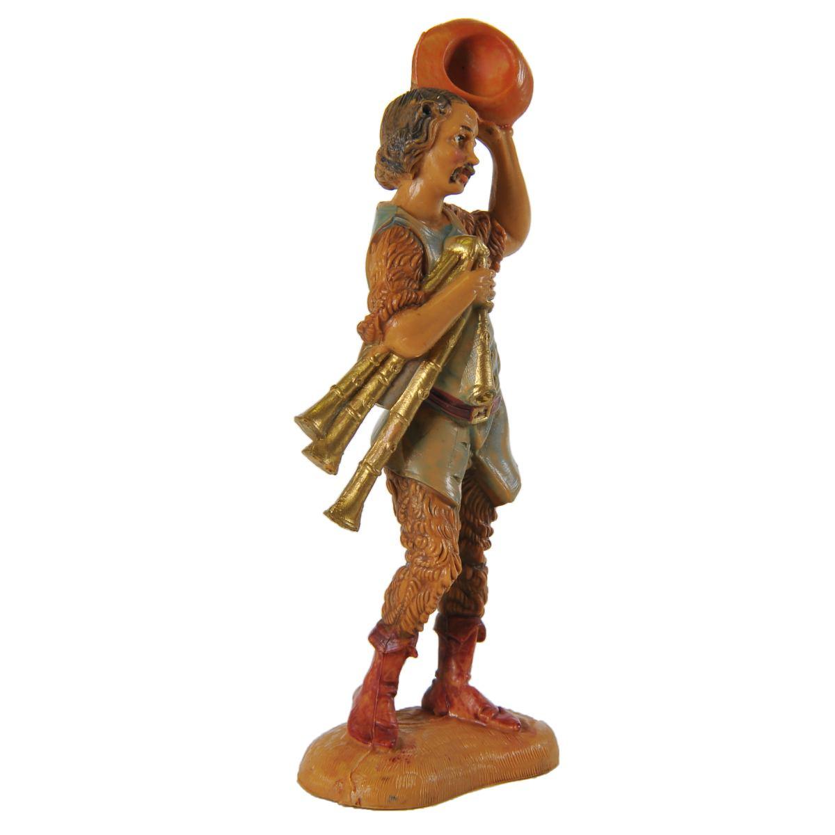 Statua presepe 10 cm pastore zampogna cappello