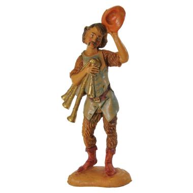 Statua presepe 10 cm pastore zampogna cappello