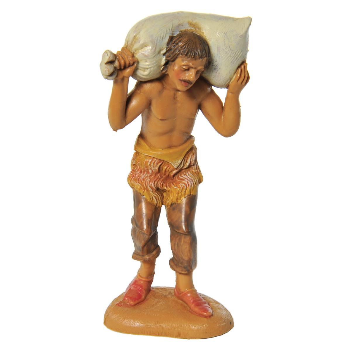 Statua presepe 10 cm pastore sacco in spalla