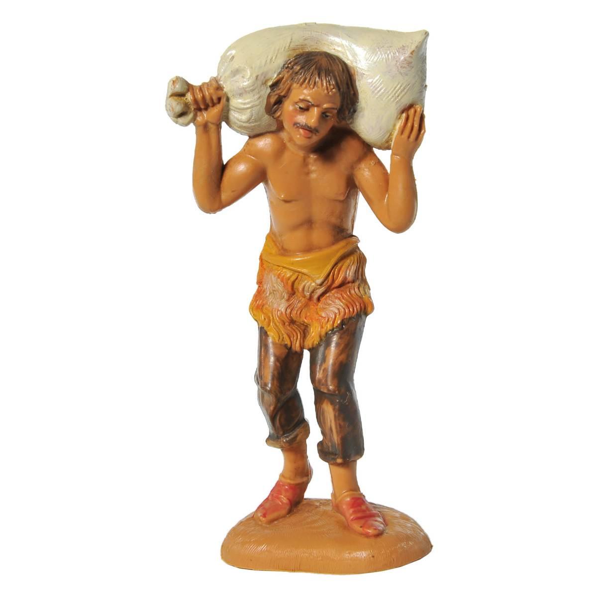 Statua presepe 10 cm pastore sacco in spalla