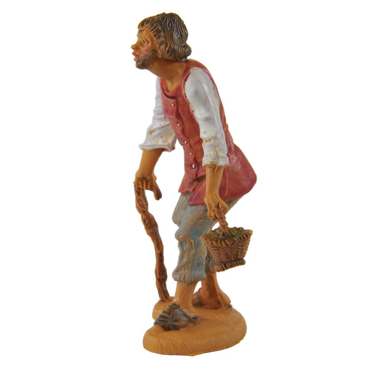 Statua presepe 10 cm pastore canestro di frutta