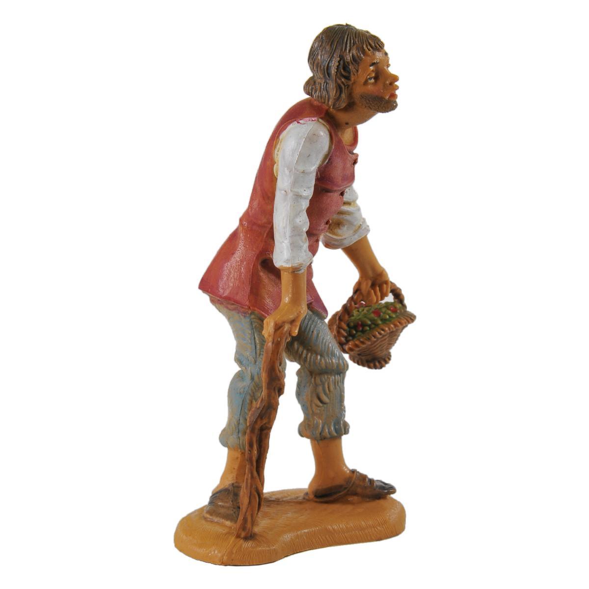 Statua presepe 10 cm pastore canestro di frutta