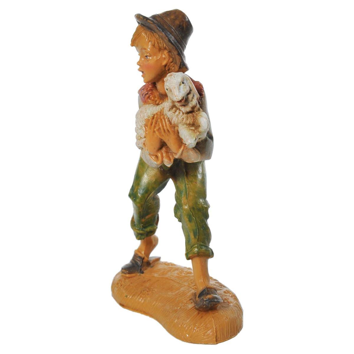 Statua presepe 10 cm pastore chinato pecora