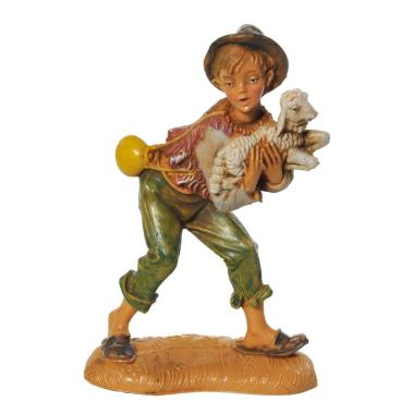 Statua presepe 10 cm pastore chinato pecora