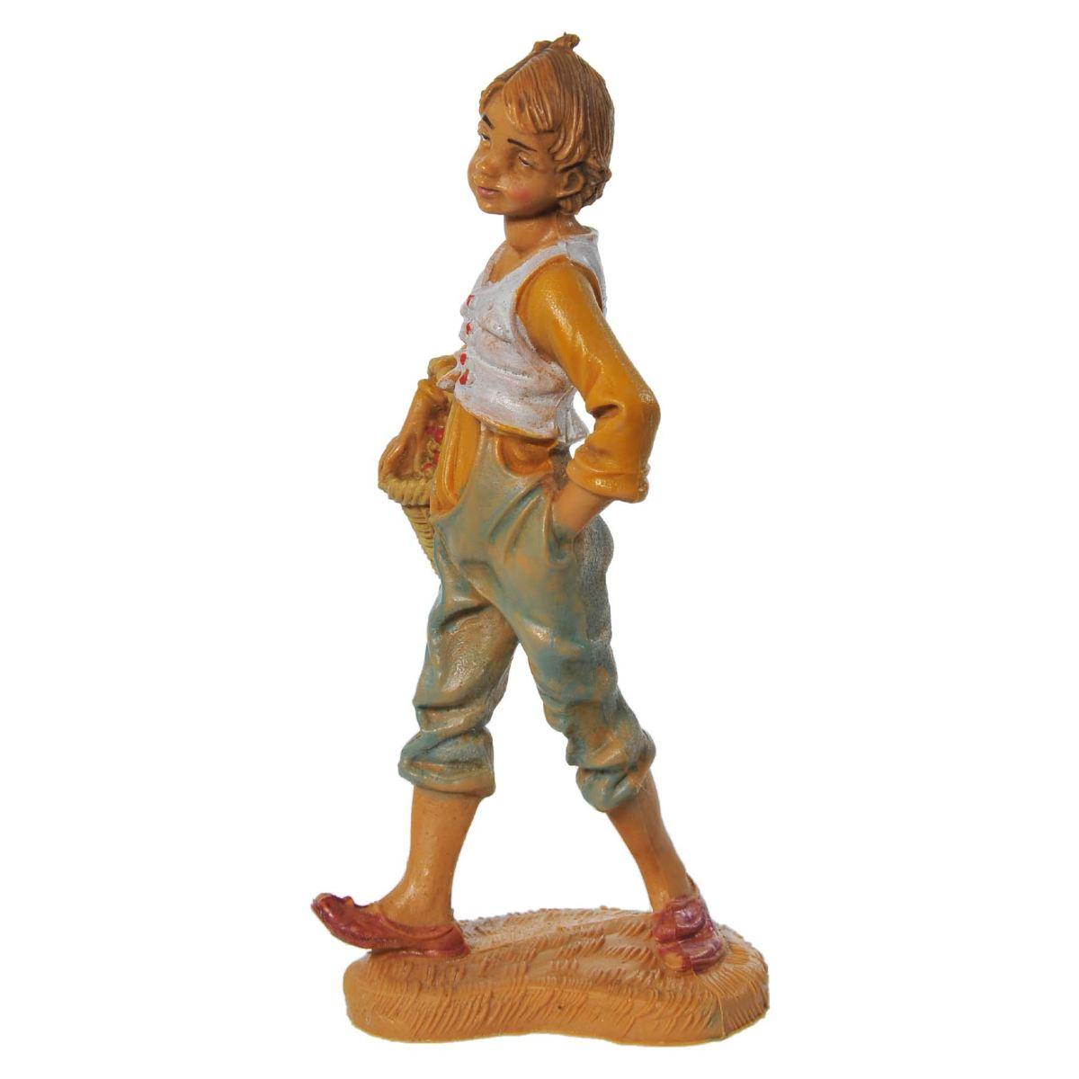 Statua presepe 10 cm pastore cesta
