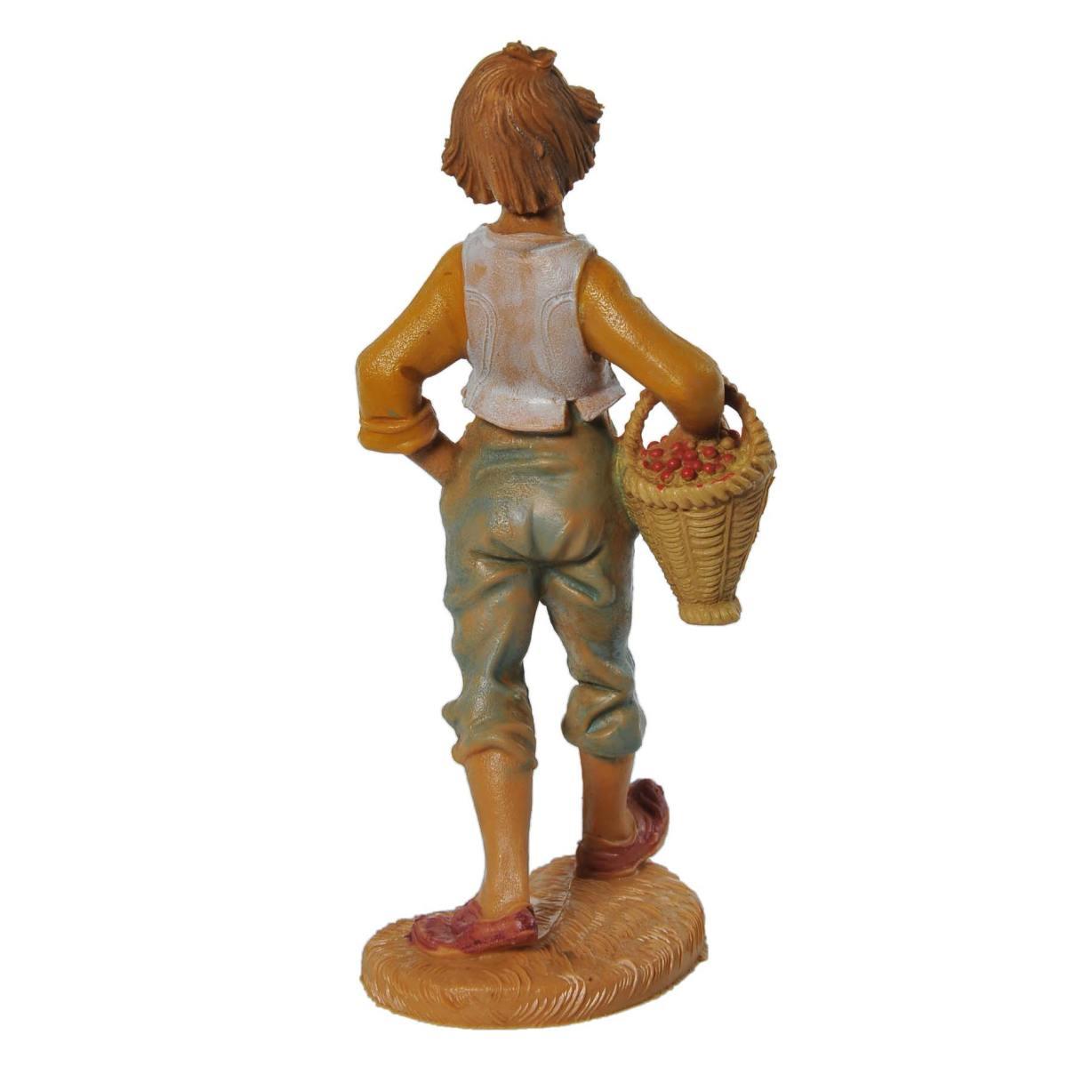 Statua presepe 10 cm pastore cesta