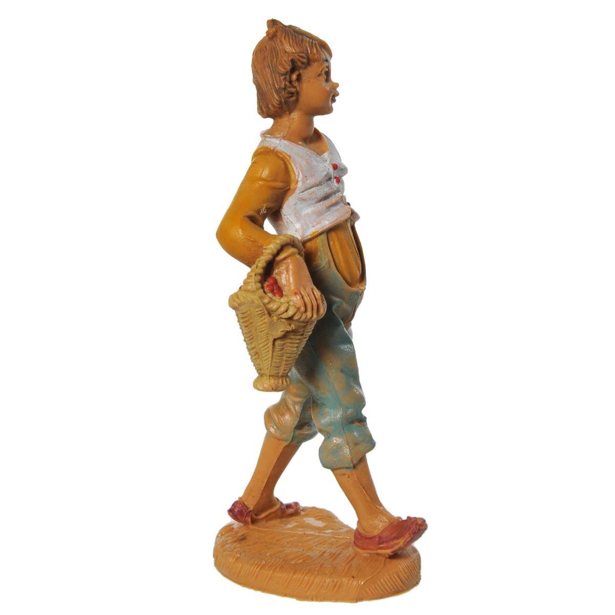 Statua presepe 10 cm pastore cesta