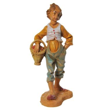 Statua presepe 10 cm pastore cesta
