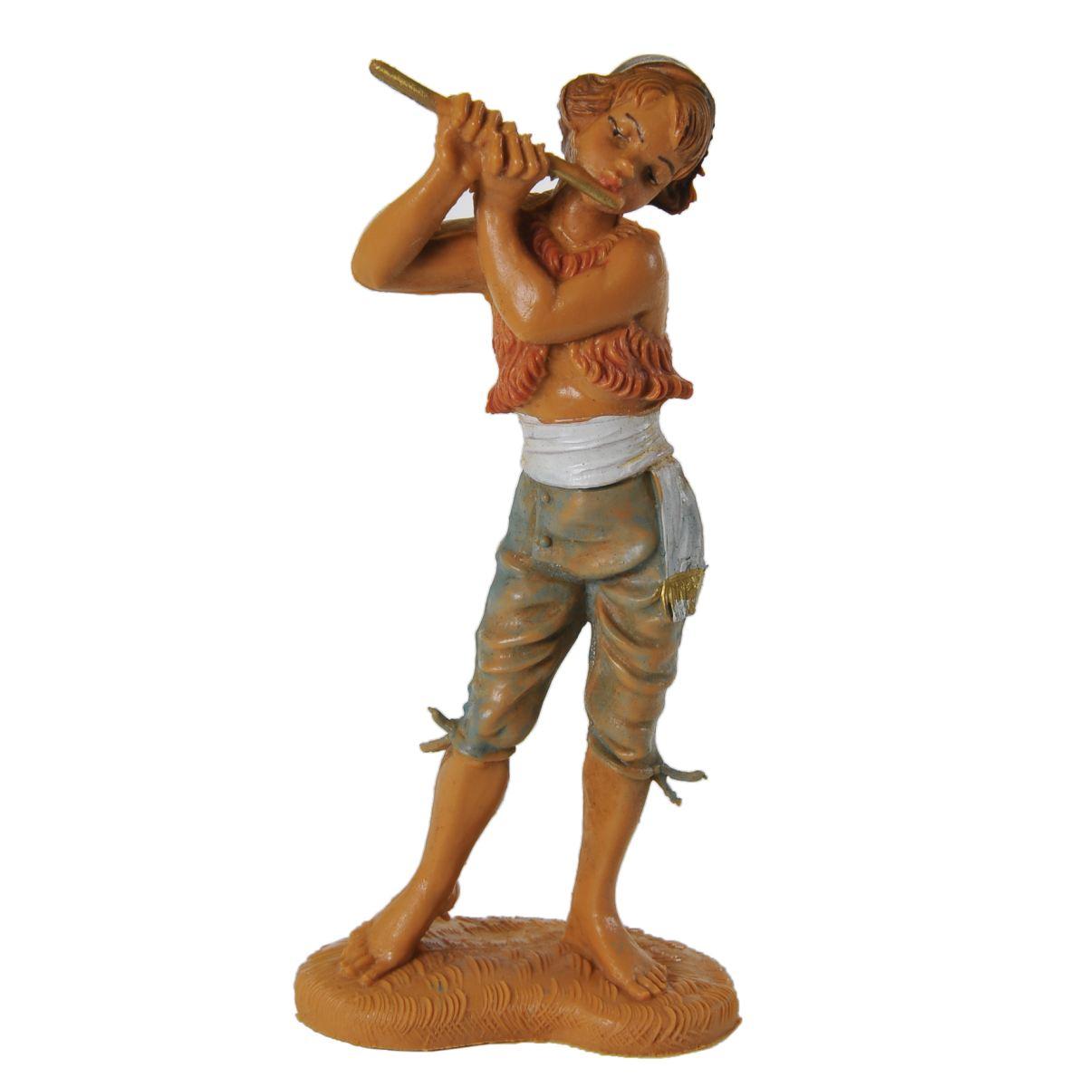 Statua presepe 10 cm pastore flauto