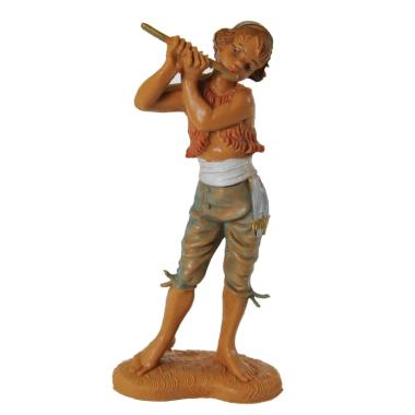 Statua presepe 10 cm pastore flauto