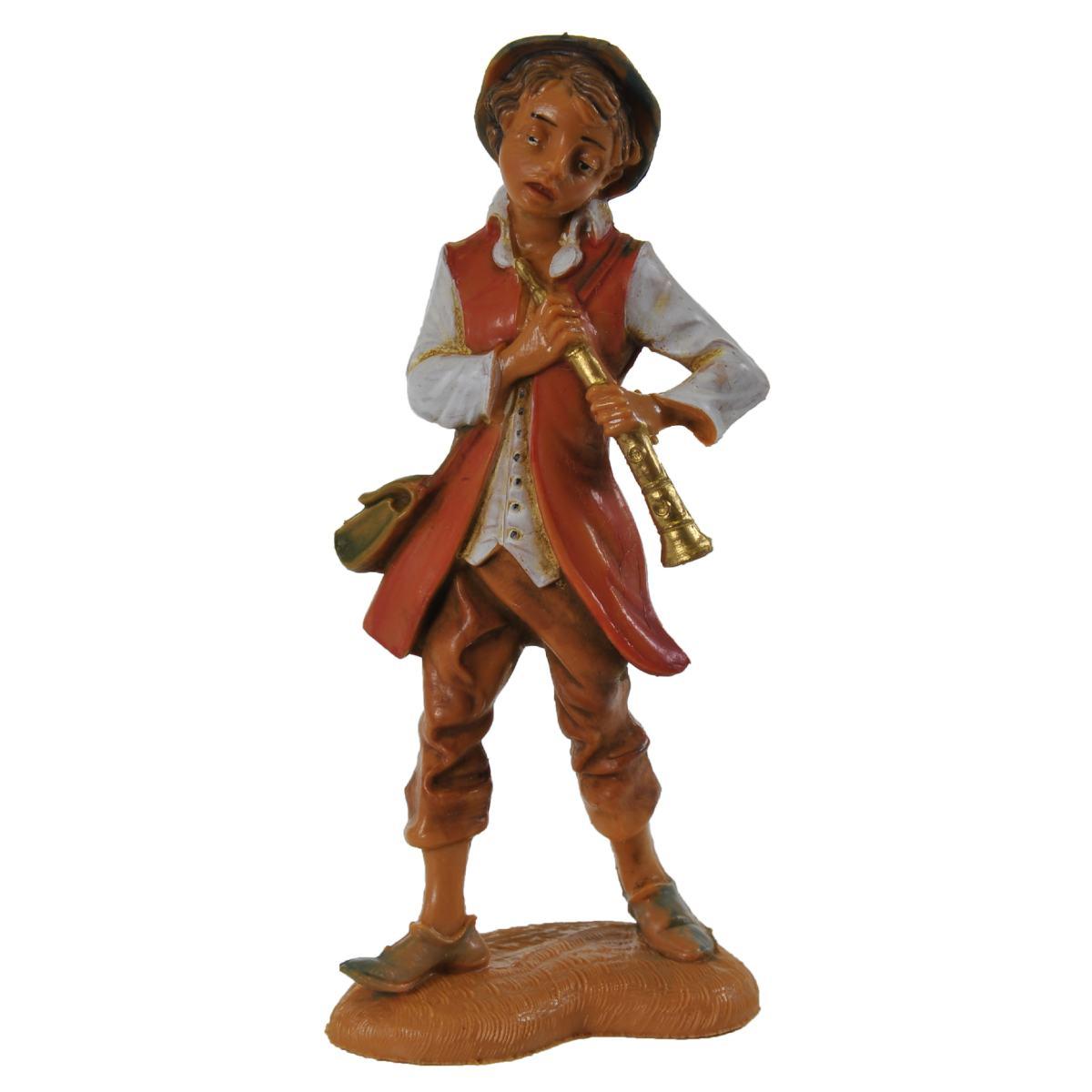Statua presepe 10 cm pastore flauto