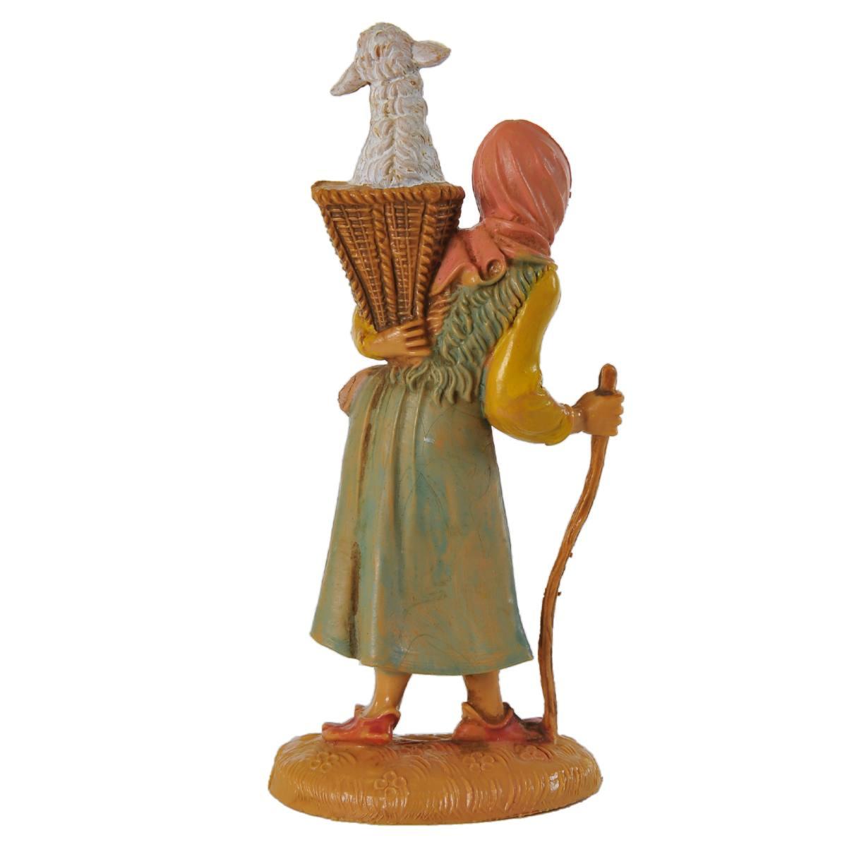 Statua presepe 10 cm pastorella pecora