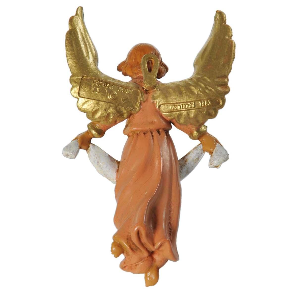 Statua presepe 10 cm angelo da appendere abito rosa
