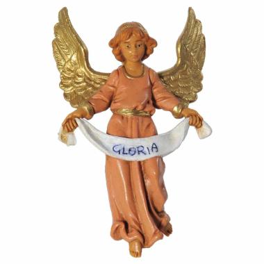 Statua presepe 10 cm angelo da appendere abito rosa