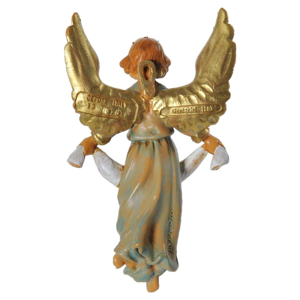 Statua presepe 10 cm angelo da appendere abito verde