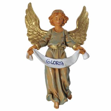 Statua presepe 10 cm angelo da appendere abito verde