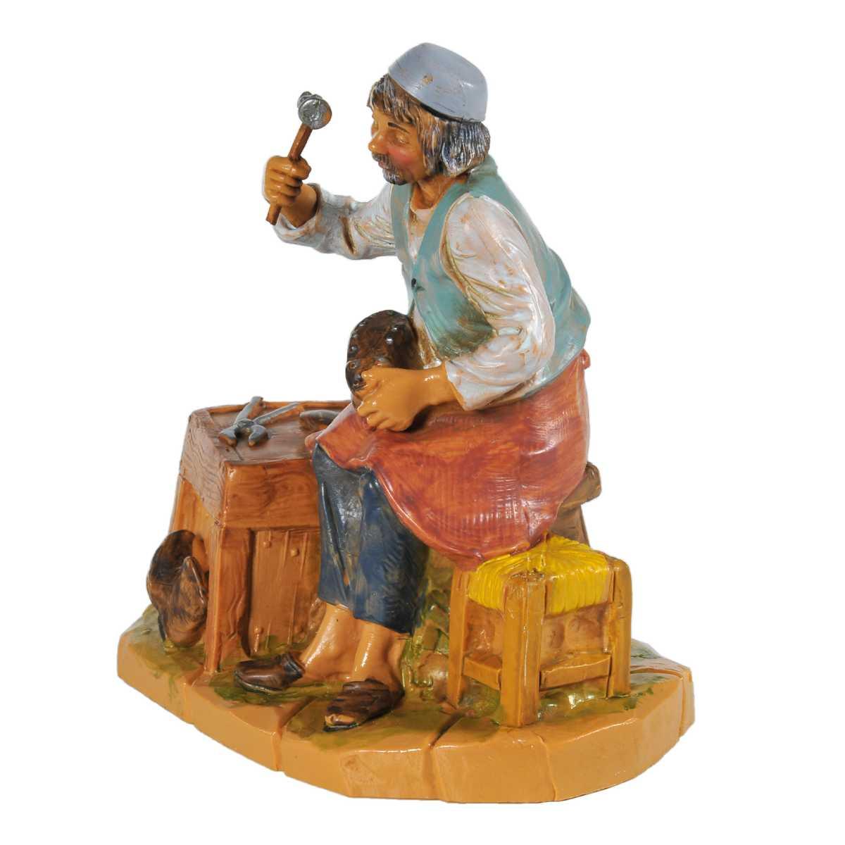 Statua presepe 12 cm calzolaio banco