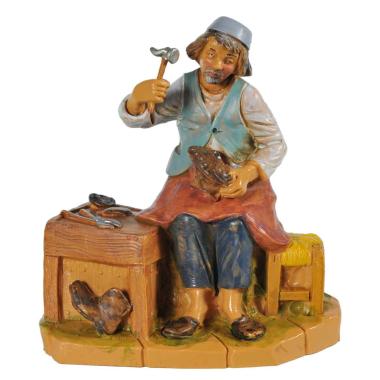Statua presepe 12 cm calzolaio banco