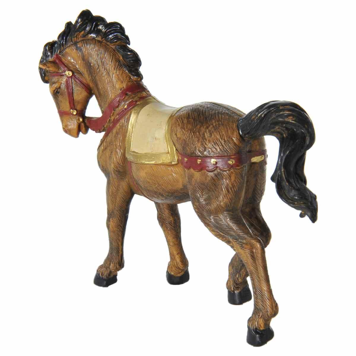 Statua presepe 12 cm cavallo nero marrone