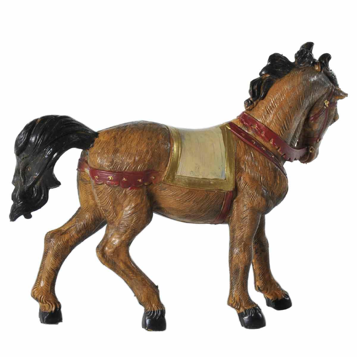 Statua presepe 12 cm cavallo nero marrone