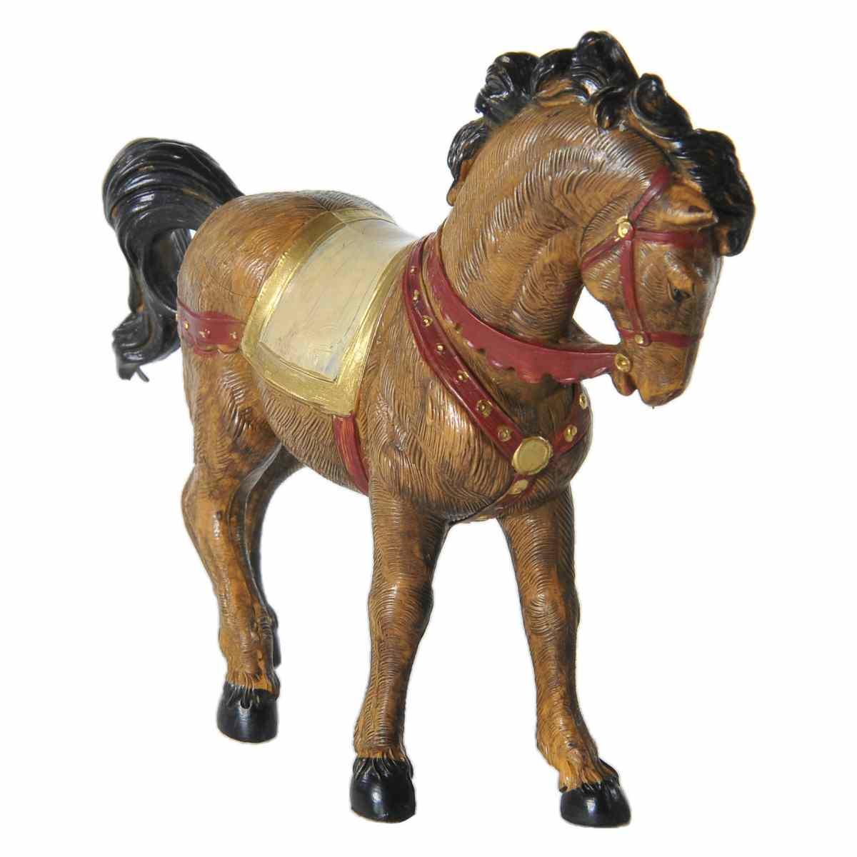 Statua presepe 12 cm cavallo nero marrone