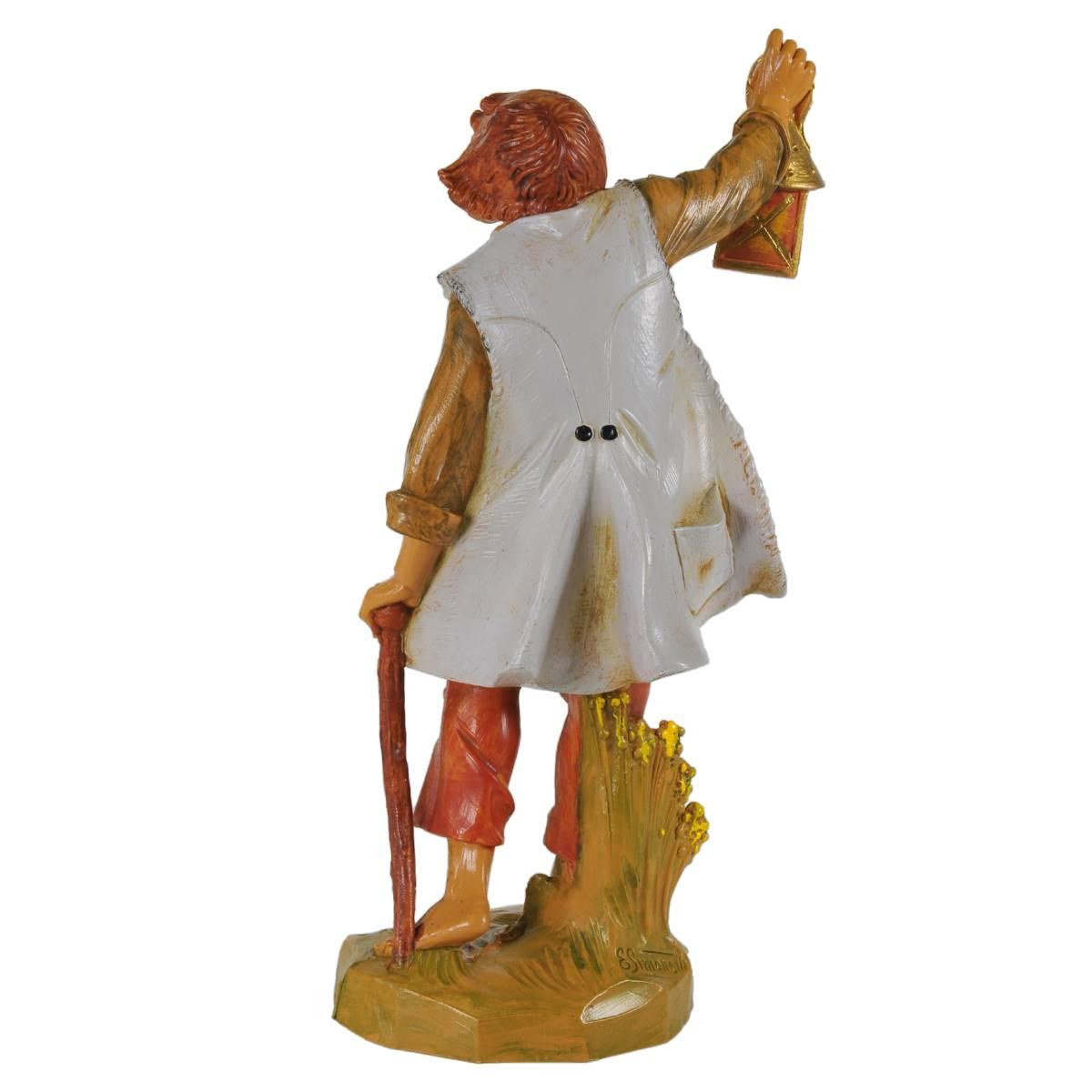 Statua presepe 19 cm lanternaio con bastone e lanterna