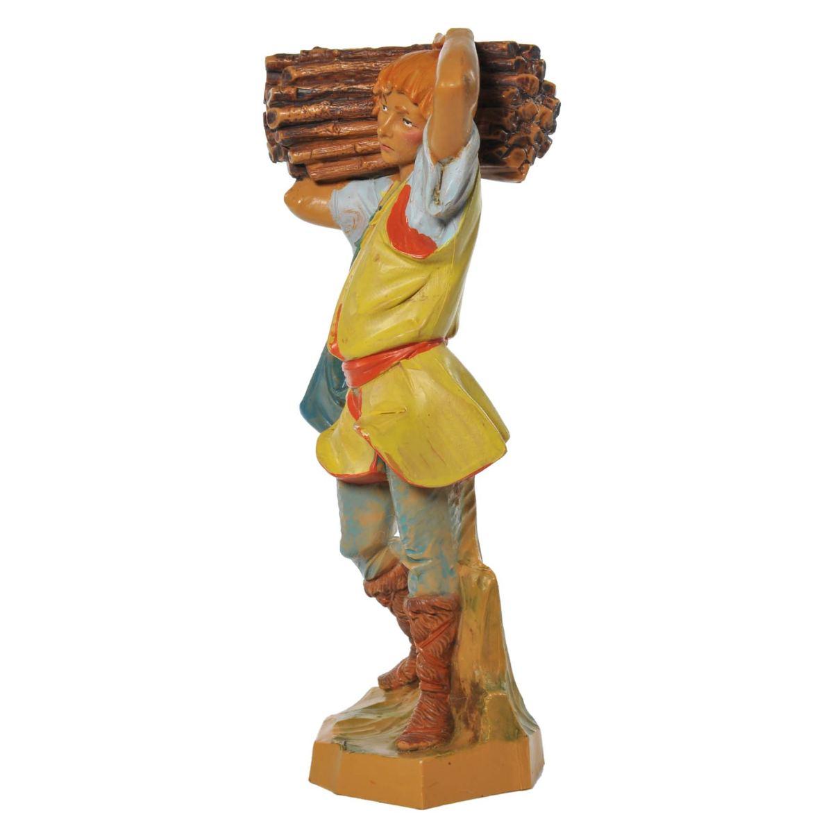 Statua presepe 19 cm pastore legna sulle spalle