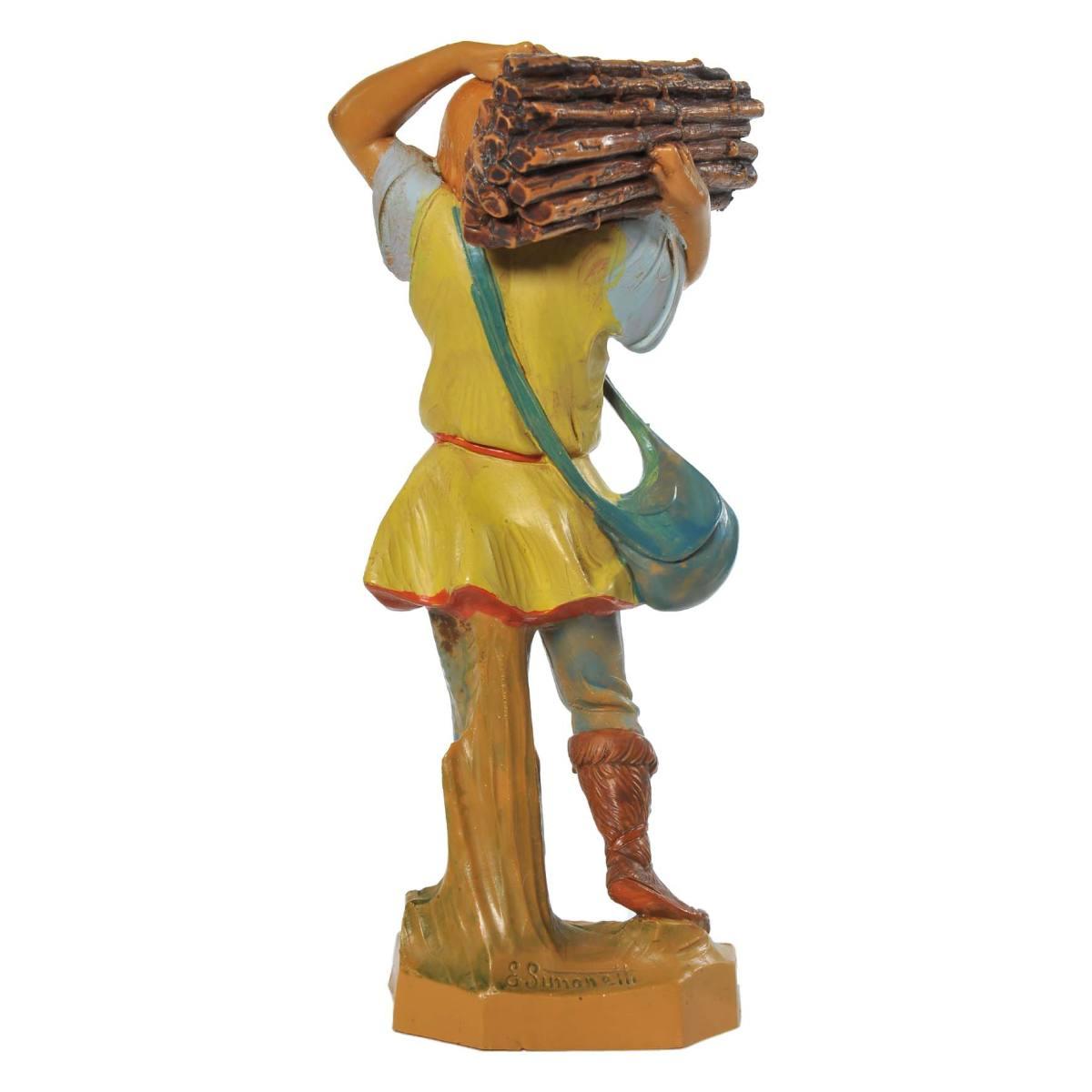 Statua presepe 19 cm pastore legna sulle spalle