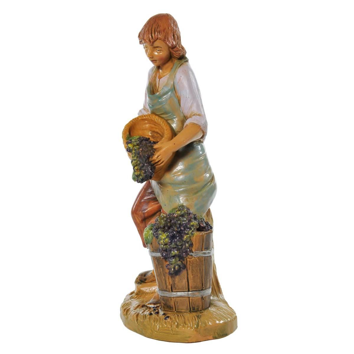 Statua presepe 19 cm pastore vendemmiatore uva