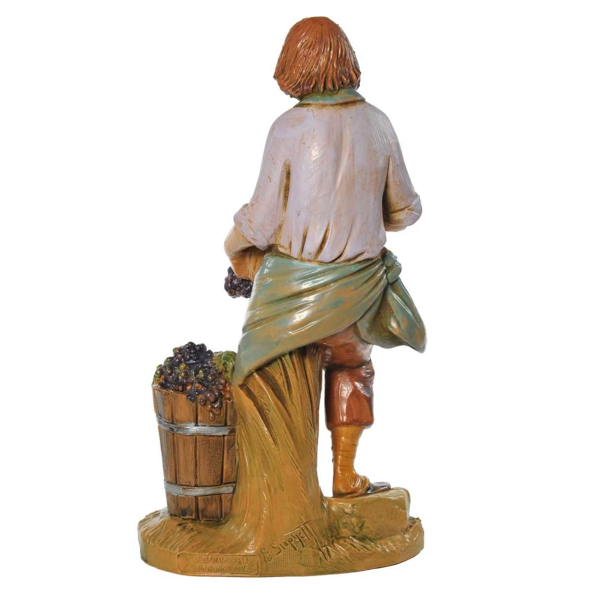 Statua presepe 19 cm pastore vendemmiatore uva