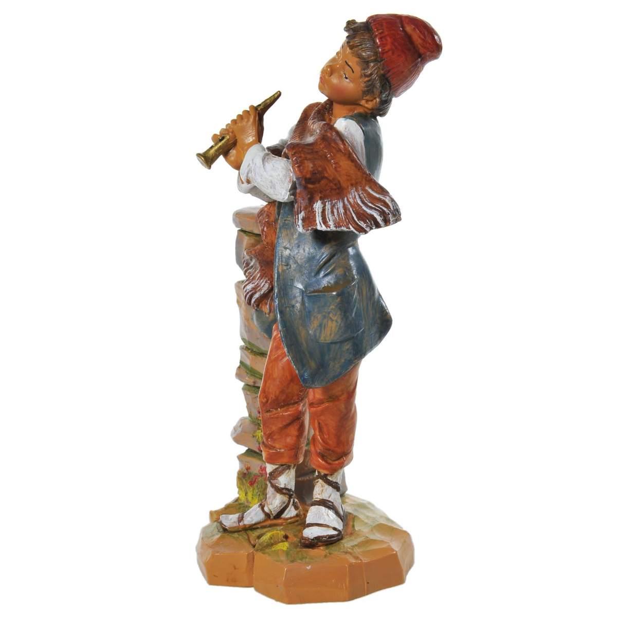 Statua presepe 19 cm pastore con flauto