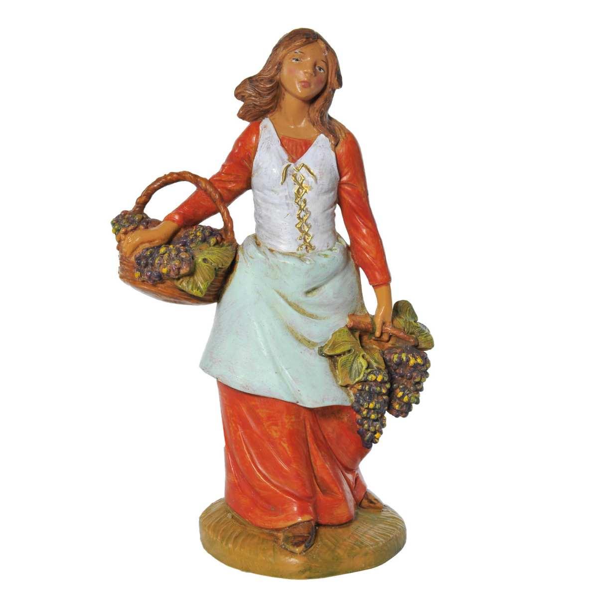 Statua presepe 19 cm pastorella uva