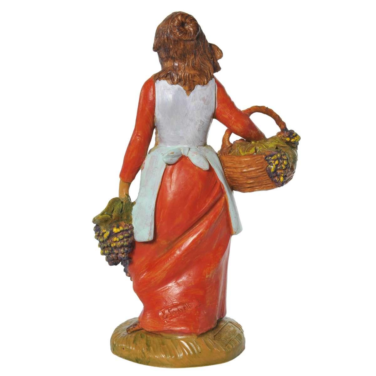 Statua presepe 19 cm pastorella uva