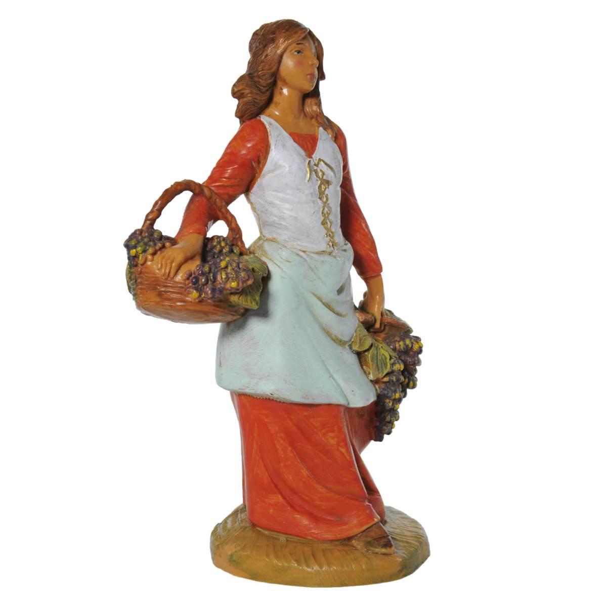 Statua presepe 19 cm pastorella uva