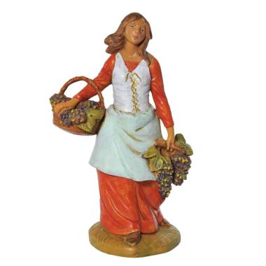 Statua presepe 19 cm pastorella uva