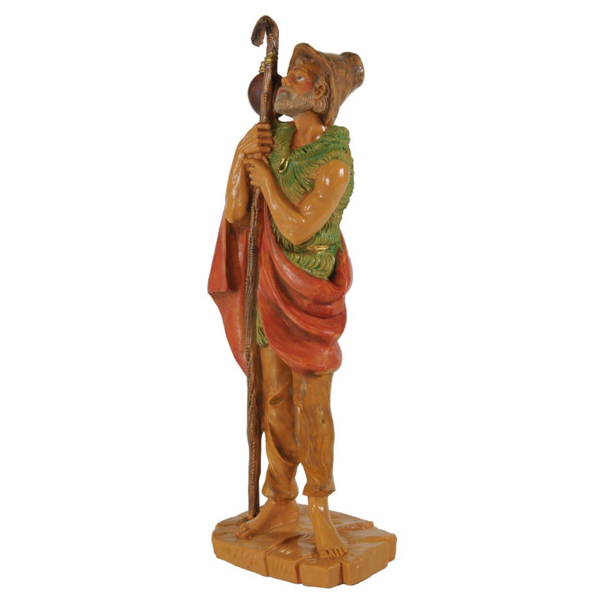 Statua presepe 19 cm pastore bastone mantello