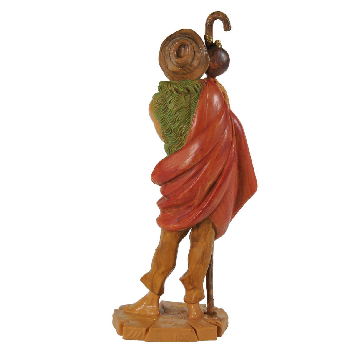 Statua presepe 19 cm pastore bastone mantello