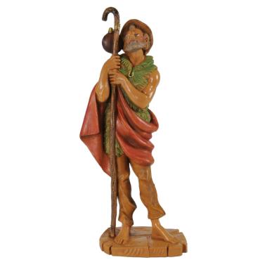 Statua presepe 19 cm pastore bastone mantello