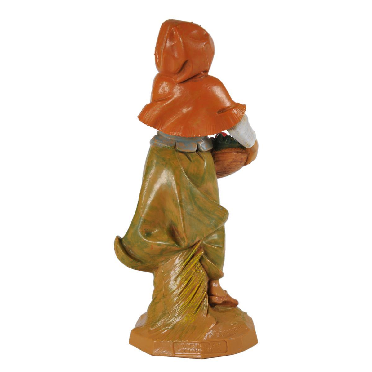 Statua presepe 19 cm pastorella cesta di frutta