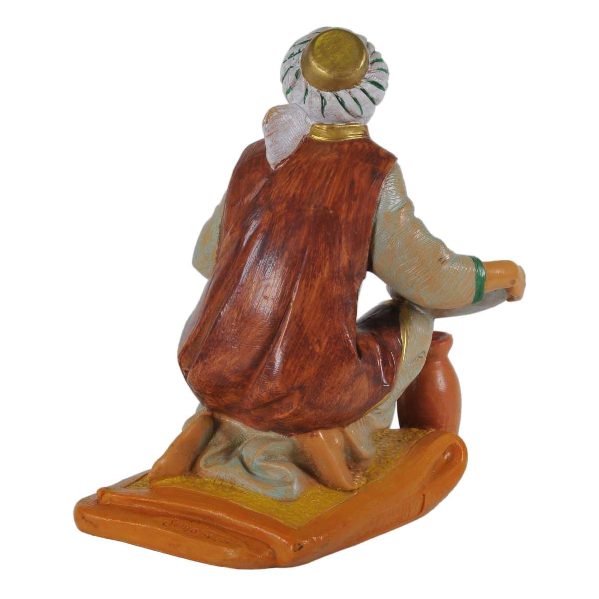 Statua presepe 19 cm pastore inginocchiato tappeto