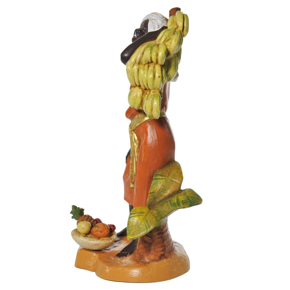 Statua presepe 19 cm pastorella banane frutta