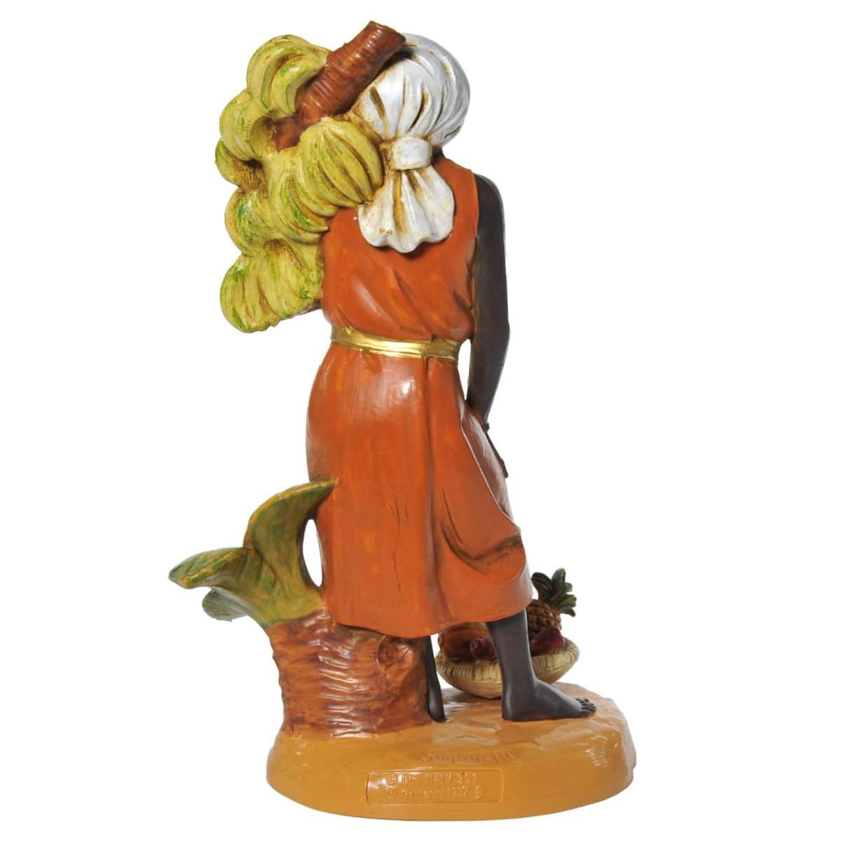 Statua presepe 19 cm pastorella banane frutta