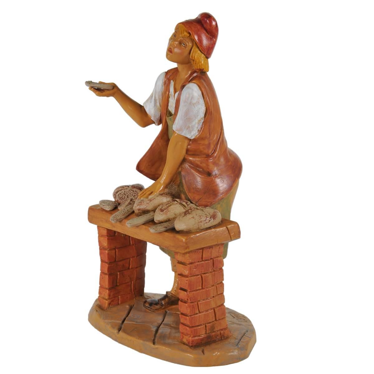 Statua presepe 19 cm panettiere banco del pane
