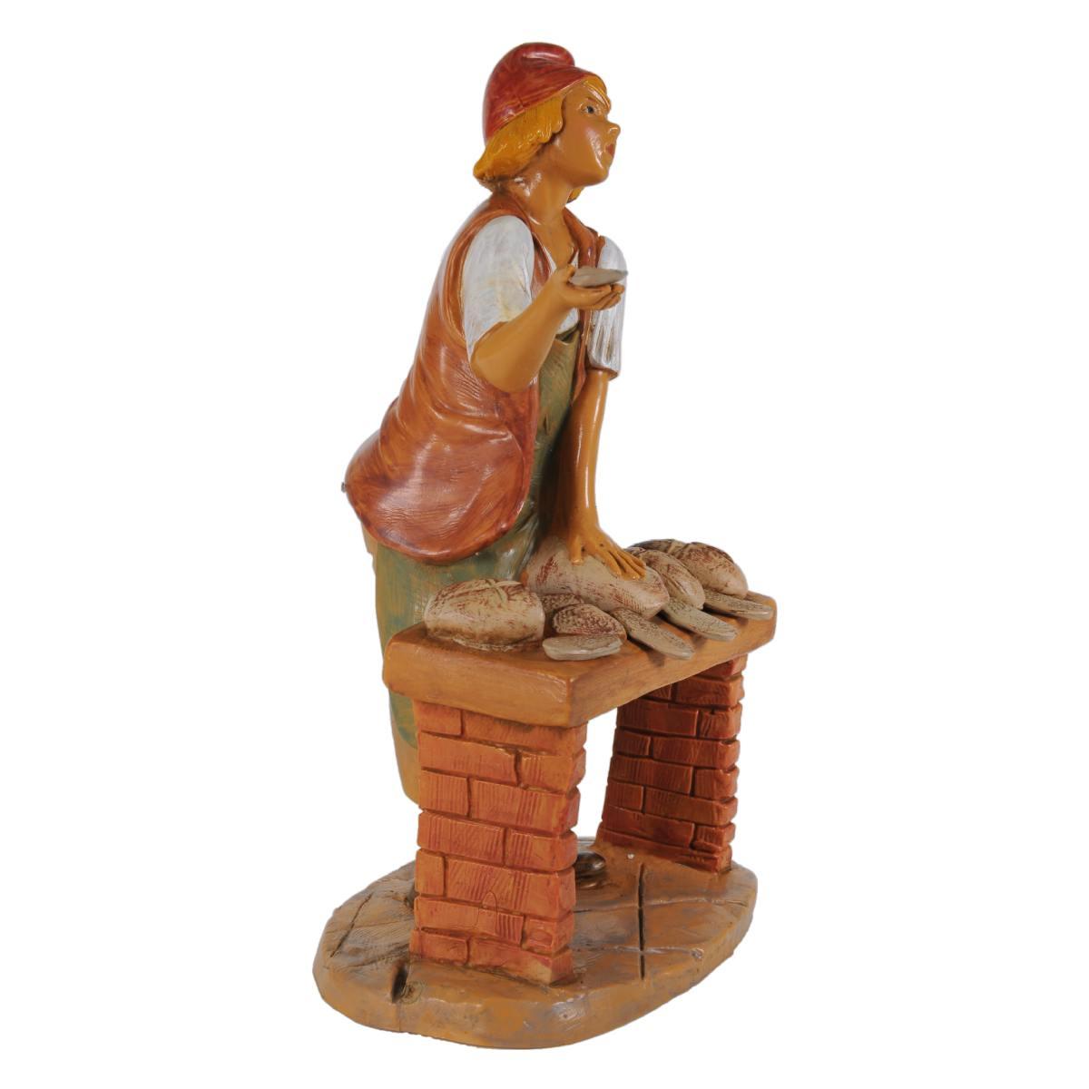 Statua presepe 19 cm panettiere banco del pane
