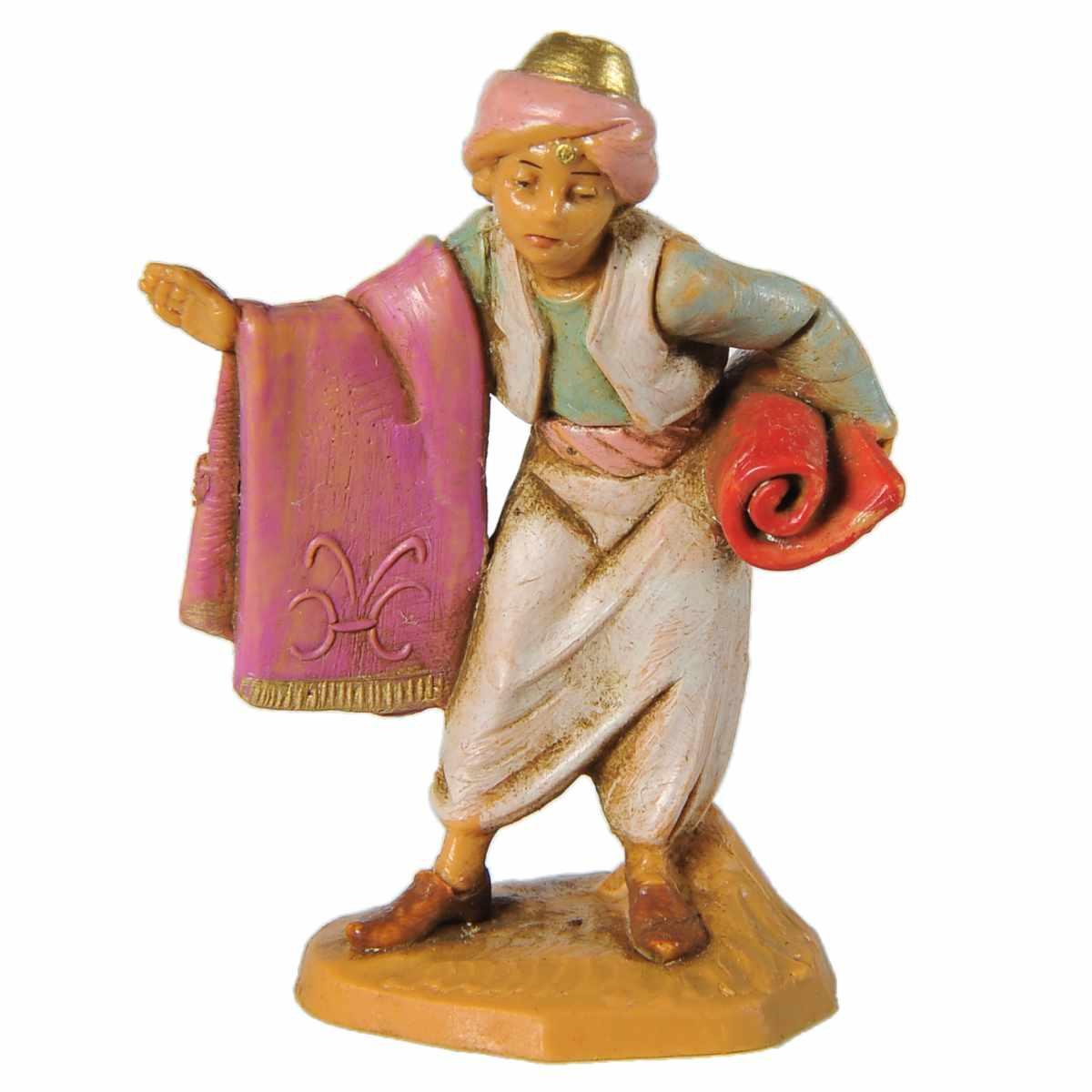 Statua presepe 6.5 cm pastore tappeti