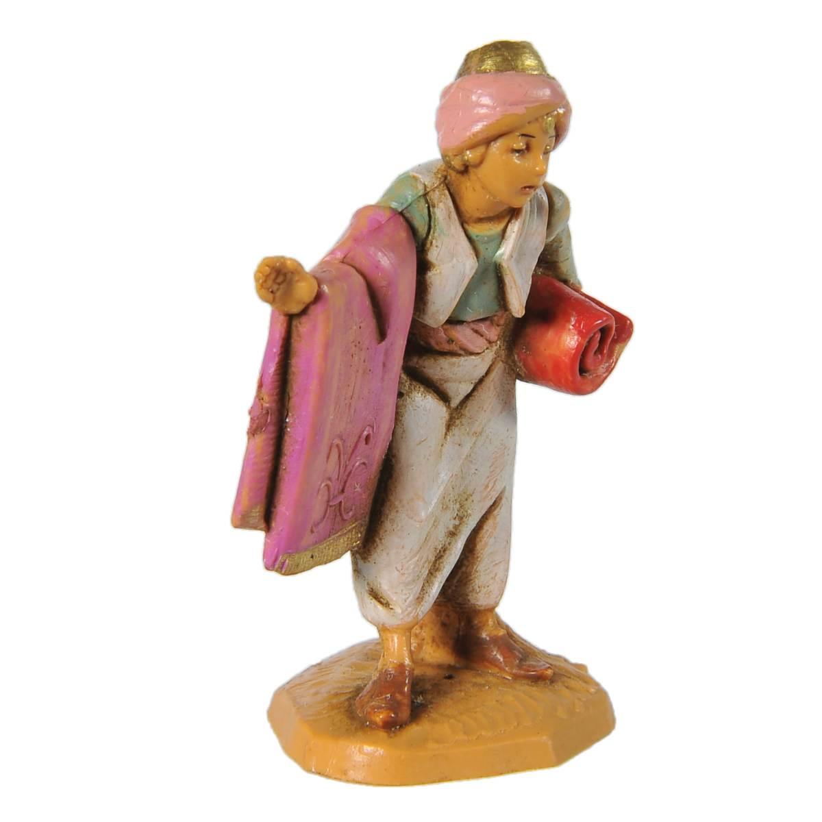 Statua presepe 6.5 cm pastore tappeti