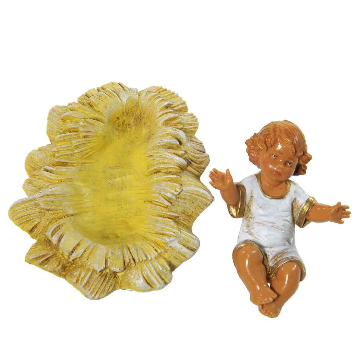 Statua presepe 19 cm gesù bambino culla