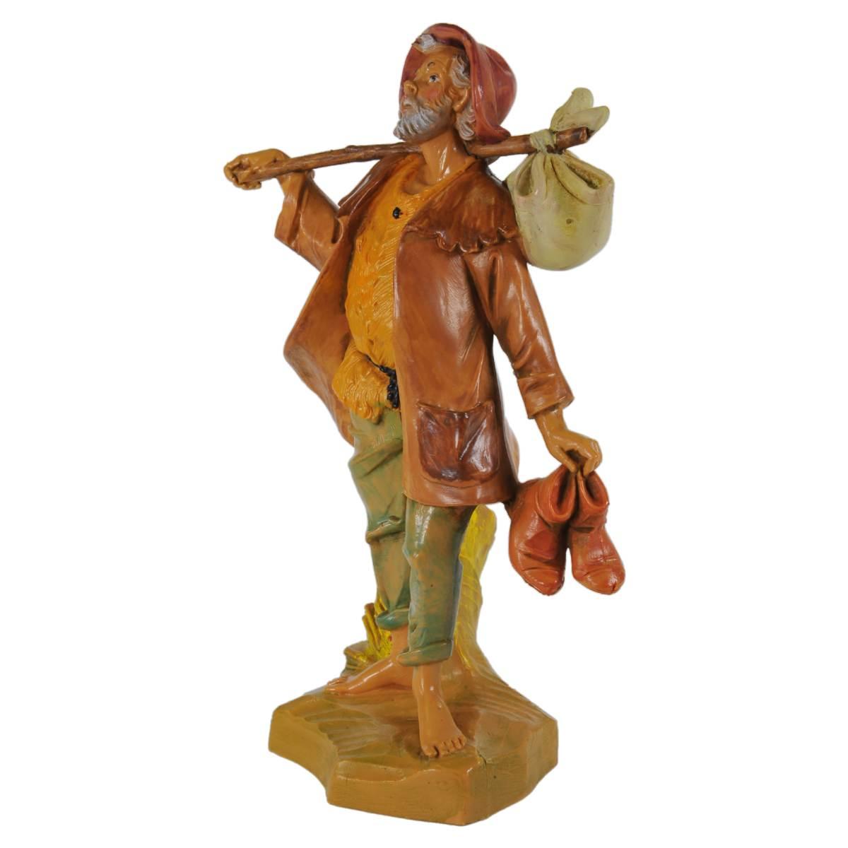 Statua presepe 19 cm pastore fardello bastone